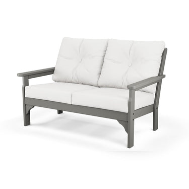 POLYWOOD Vineyard Deep Seating Settee - Slate Grey / Natural Linen